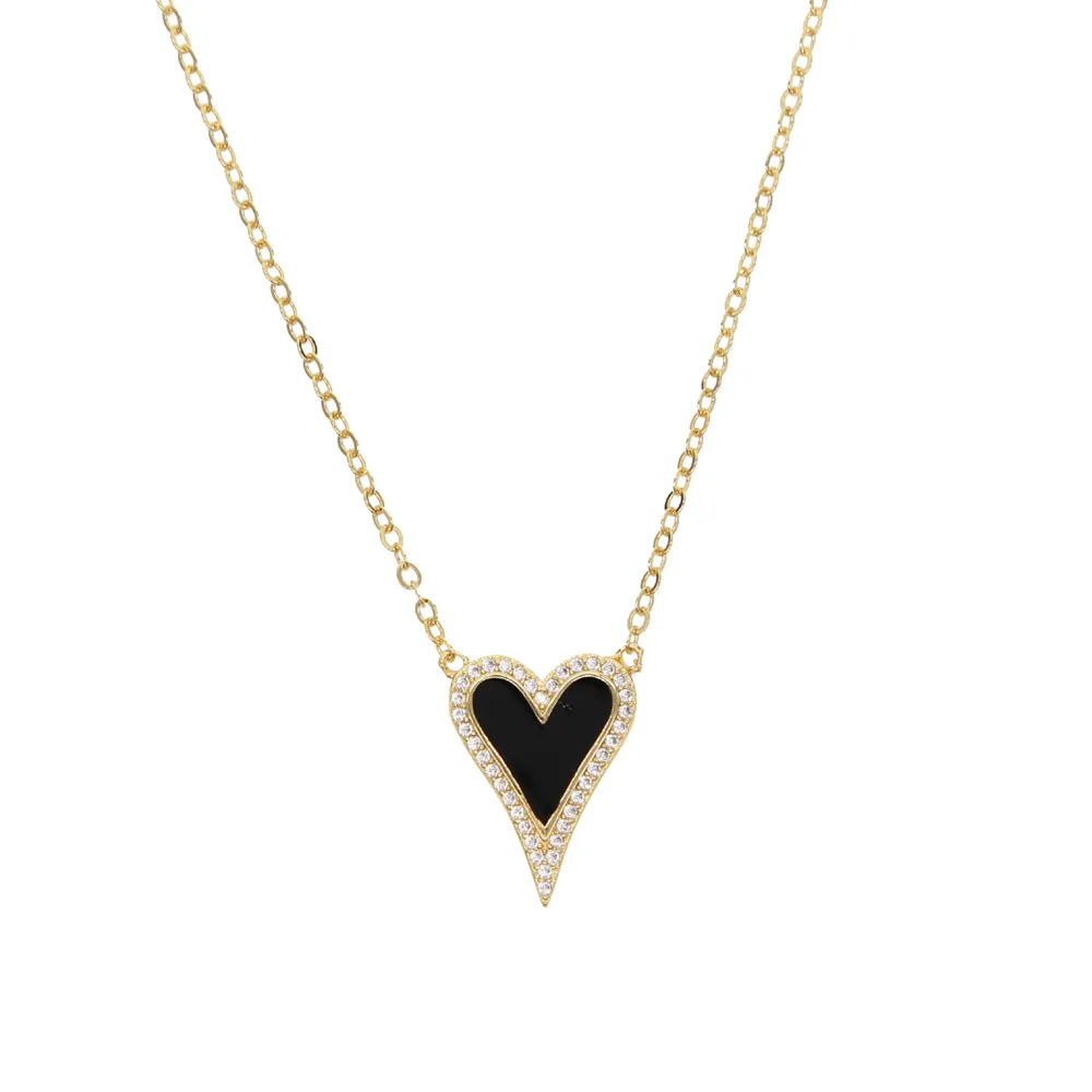 Collane con ciondolo minimali e delicate, con zirconi trasparenti, rosse, bianche e nere, in smalto a forma di cuore, regalo per amanti dei gioielli da donna_voghion.com