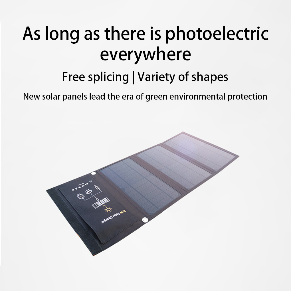 Panel de carga solar USB para camping, senderismo, portátil, impermeable, 3 hojas, para viajes, banco de energía, tableta, placa_voghion.com