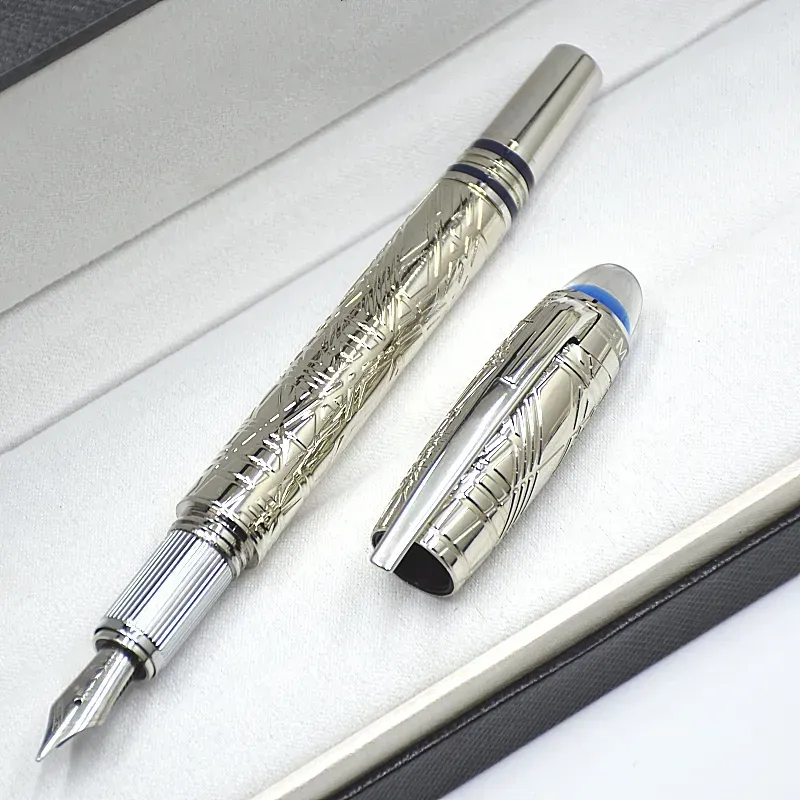 wholesale Wholesale Wholesale Luxury Monte Starwalk Blue Crystal Top Rollerball Pen Ballpoint Pen Metal Relief Barrel Office Writing Fountain Pens_voghion.com