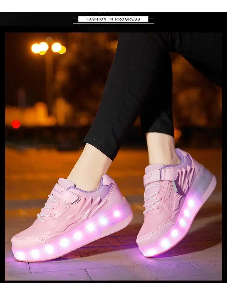 Düz Paten Erkek Kız Yanıp Sönen Işıklar İki Tekerlekli Paten Ayakkabı Led Işıklı Işıklı Spor Ayakkabılar Açık Hava Günlük Ayakkabılar_voghion.com