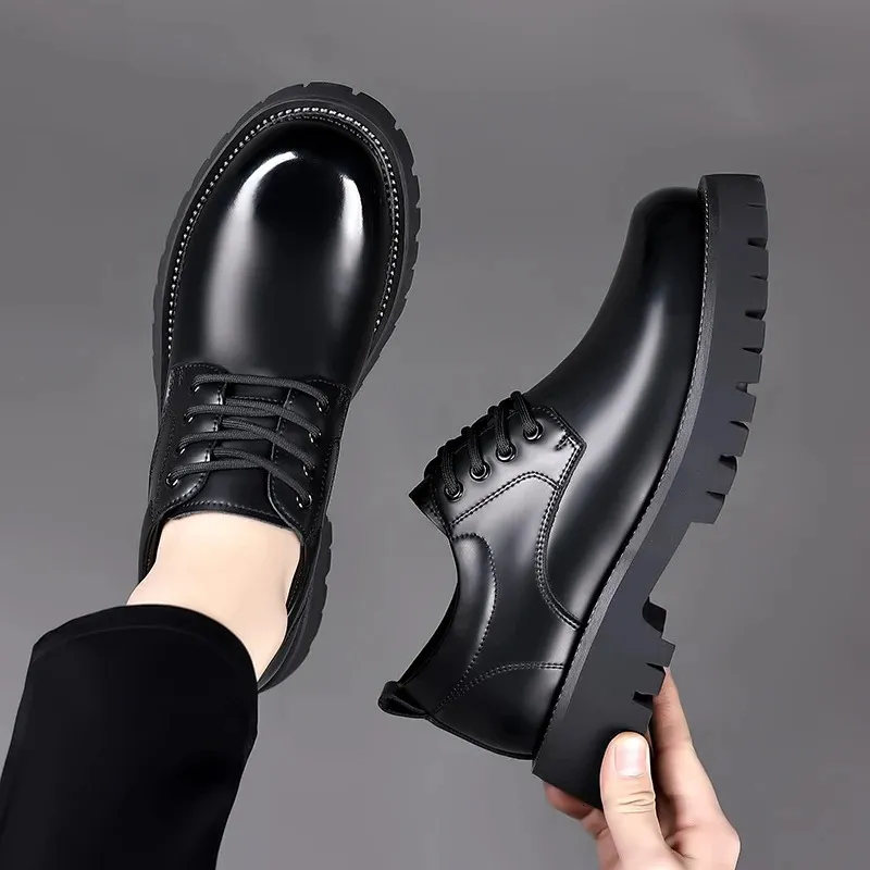 Lace Up Oxfords Men Leather Business Shoes Breathable Wedding_voghion.com