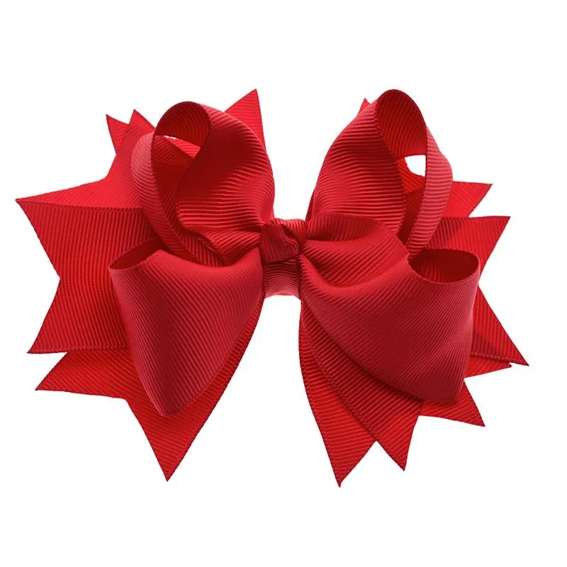 5 Inch Large Boutique 12 Bulk Colorful Solid Ribbon Grosgrain Bow With Clips For Kids Girls Hair Accessories_voghion.com