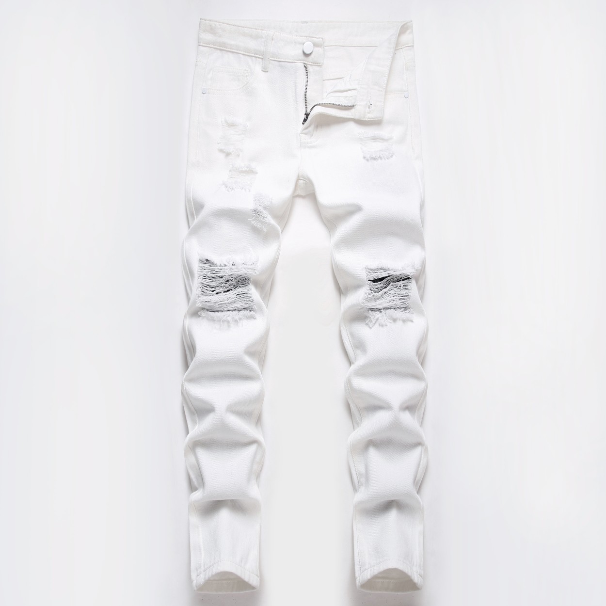 Mother Kids Boys Pure Straight Leg Ripped Mid Waist Washed Cotton Casual Spot Pants