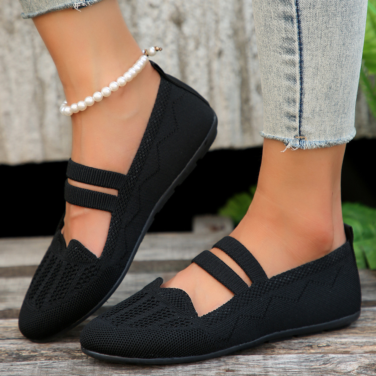 Women's new shallow mouth round head set feet lazy loafers_voghion.com