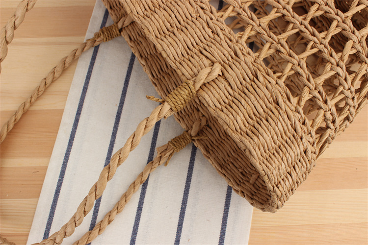 Borsa scavata a mano in paglia, borsa a tracolla per le vacanze, borsa da donna casual da spiaggia Mori_voghion.com