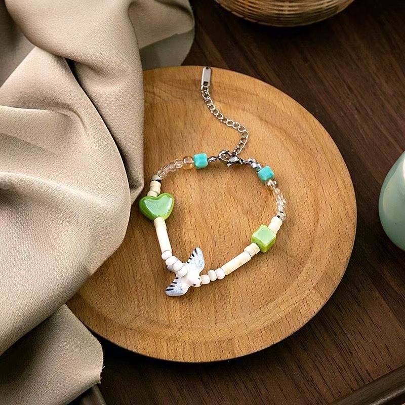 Braccialetti con perline Love Square Splicing per coppie e fidanzate, perline in ceramica, braccialetti con rondini portafortuna, design di nicchia,_voghion.com