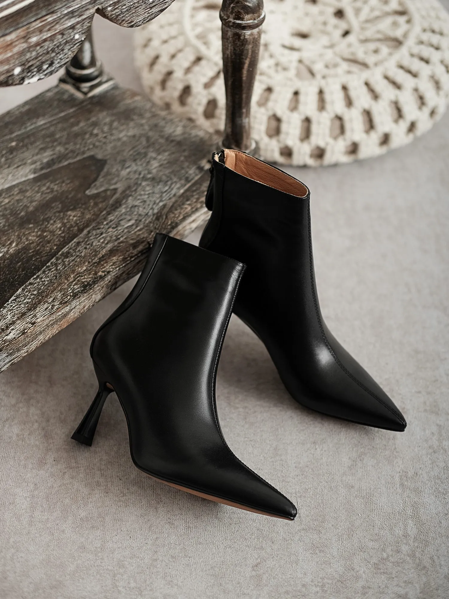 Krazing Pot Big Size 42 Cow Leather Pointed Toe High Heels Chic Design Concise Winter Spring Shoe Dress Warm Wedding_voghion.com