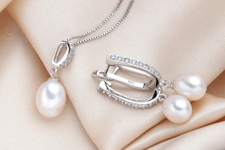 Γυναικεία σκουλαρίκια Dainashi 4 χρωμάτων Arrival Sterling Sier με φυσικό μαργαριτάρι γλυκού νερού, σετ κοσμημάτων 89mm 240119_voghion.com