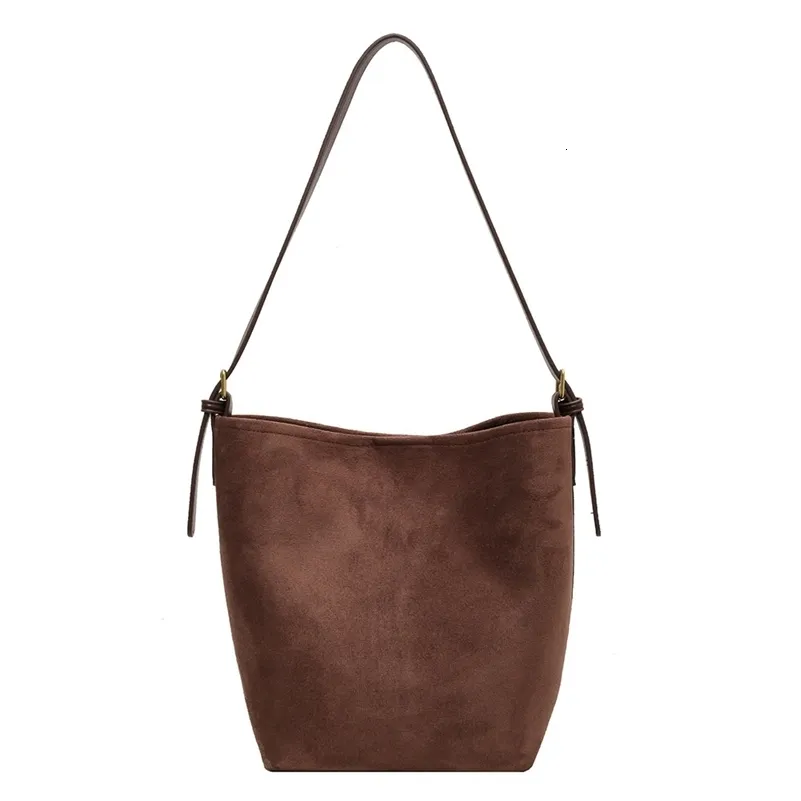 2024 est Femmes Daim Femelle Givré Split Cuir Seau Sac À Bandoulière Dame 2 pièces Ensemble Bandoulière Messager En Gros 240912_voghion.com