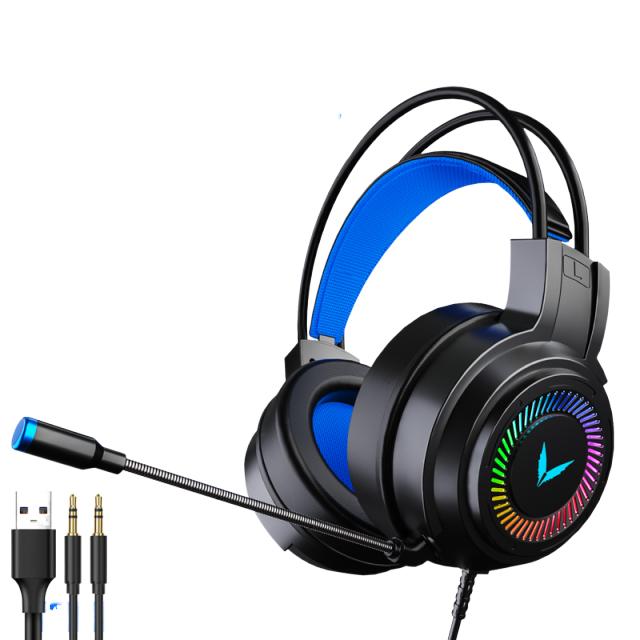 Cuffie da gioco G60 Cuffie da gioco Cuffie da gioco Surround Sound Stereo Auricolari cablati Microfono USB Luce colorata PCLaptop_voghion.com