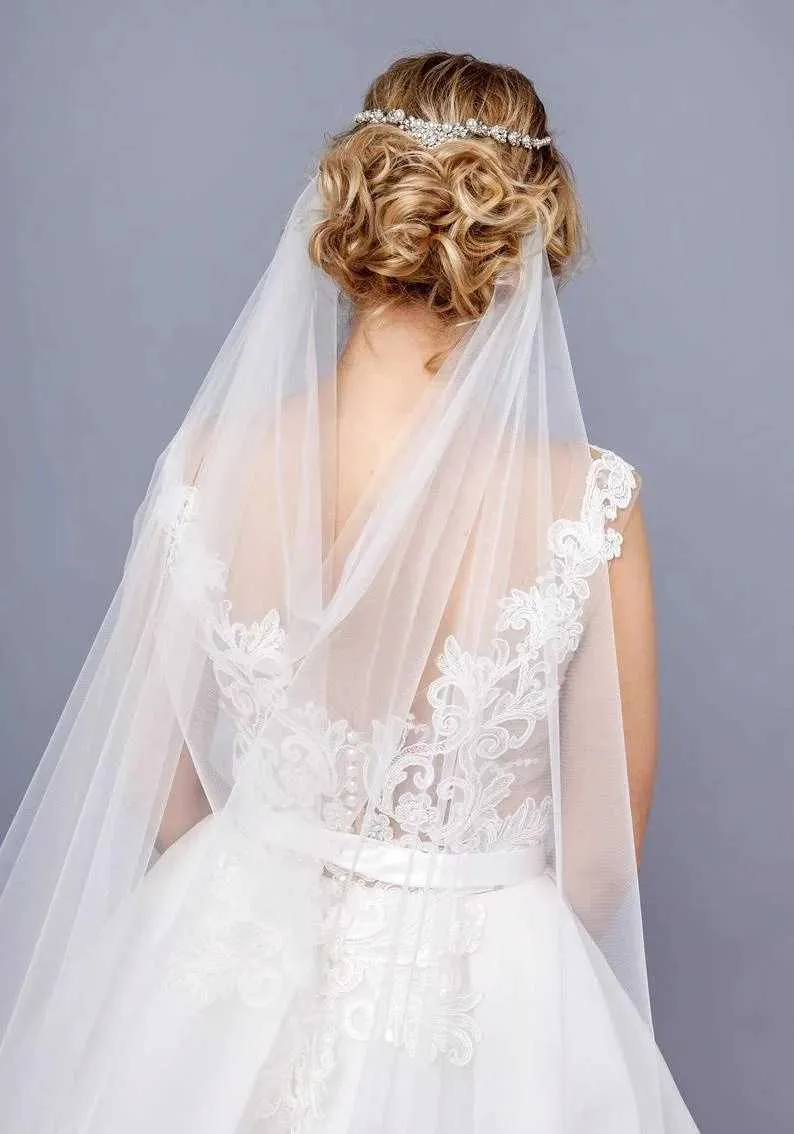 Hair Jewelry Boho Wedding Bridal Veildraped Bohemian Veils Fingertip Chapel Boho Bridal Veil Velos De Novia 2019_voghion.com