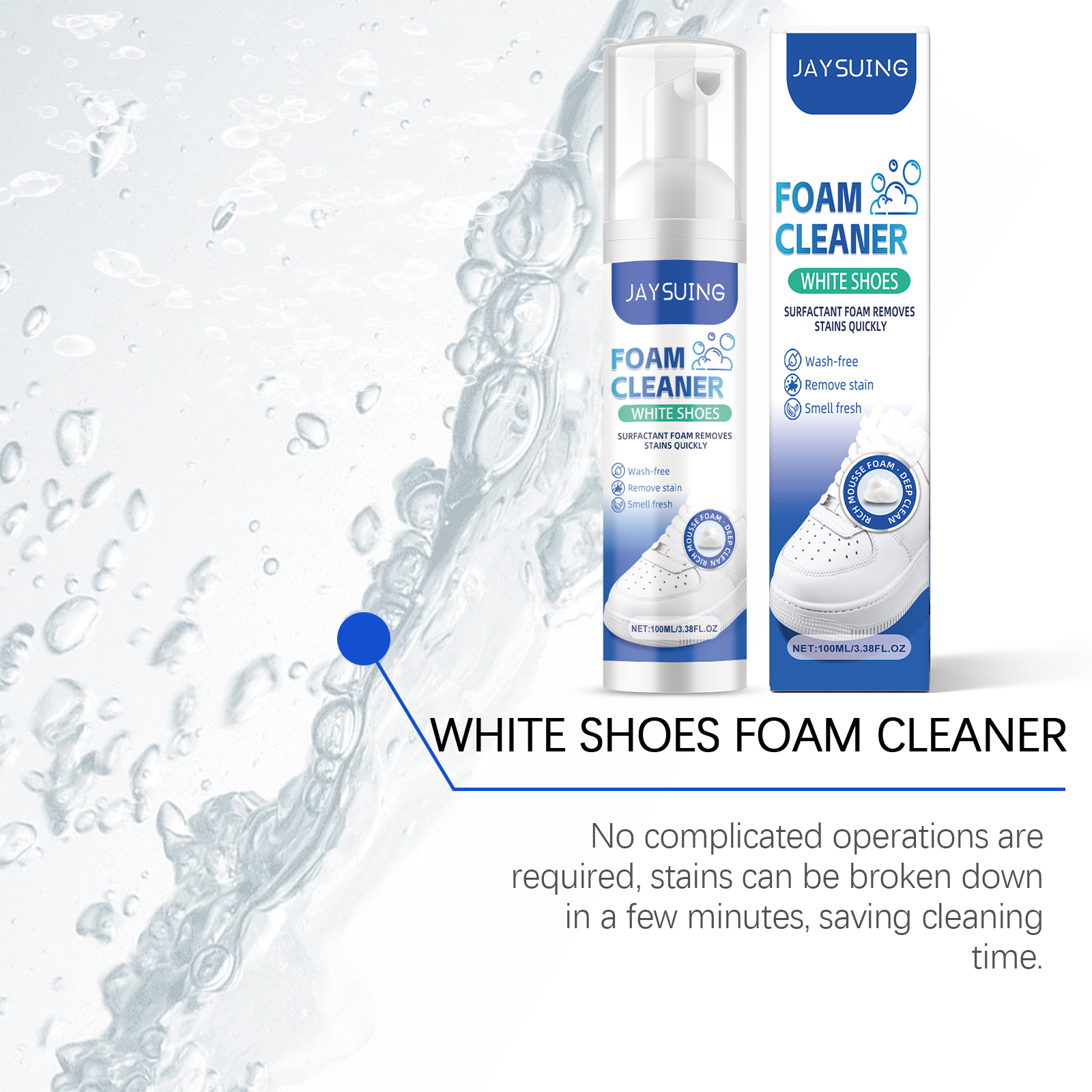 Jaysuing Little White Shoes Foam Cleaner Sports Shoes Decontamination Vamp Clean And Wash Free Whitening Cleaner_voghion.com