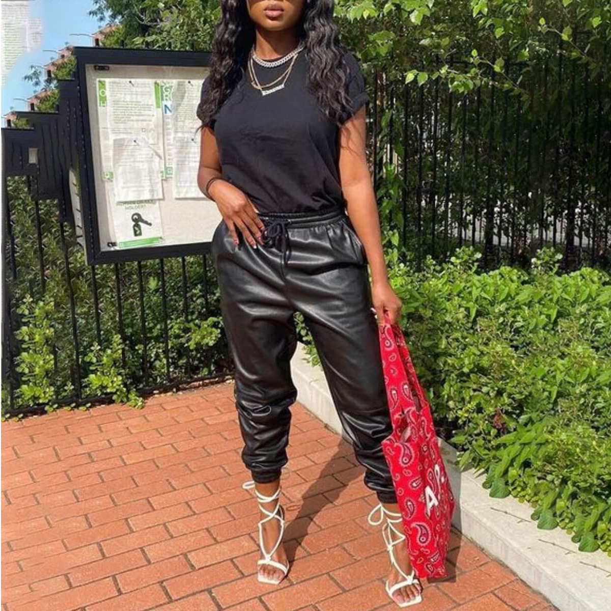 women's clothing autumn and winter hot new fashion versatile sexy bright color stretch PU large size leather pants_voghion.com
