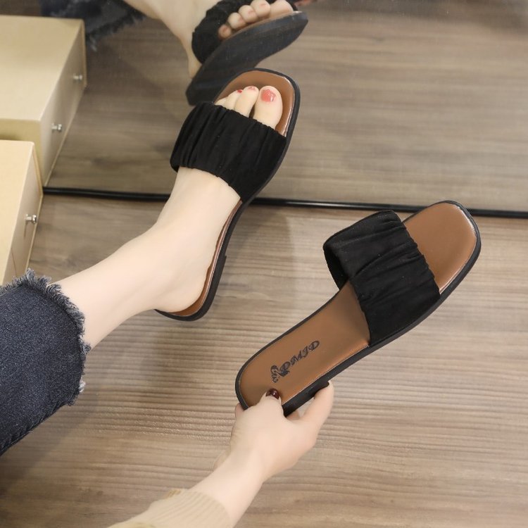 Papuci de plajă cu o singură linie, de la haute couture franceză, pentru femei, de vară, Ins 2024, noi sandale de plajă cu fund plat_voghion.com