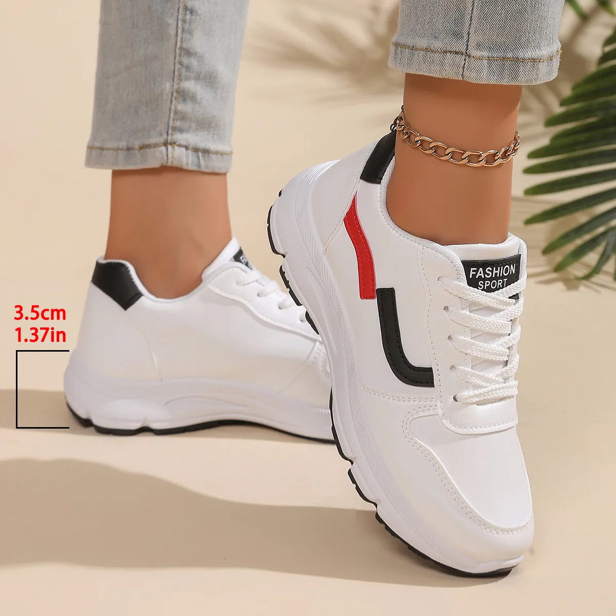 Sport per donne, scarpe casual da corsa in pelle da studentesse, autunno 2024, scarpe da viaggio bianche_voghion.com
