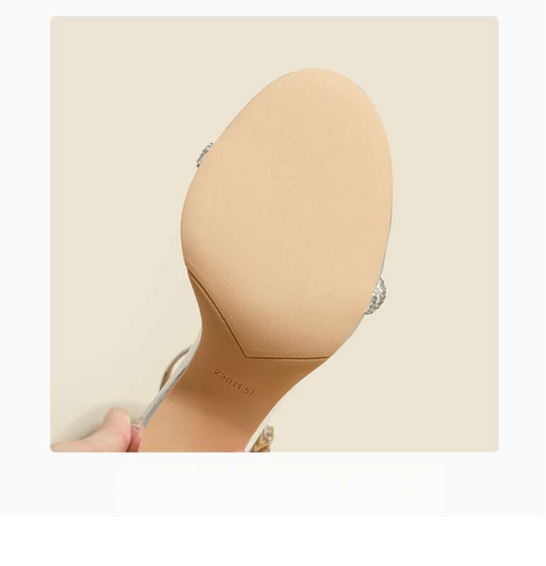 Scarpe col tacco alto con cinturino in argento per la primavera e l'estate 2025, eleganti, versatili e dal temperamento delicato._voghion.com