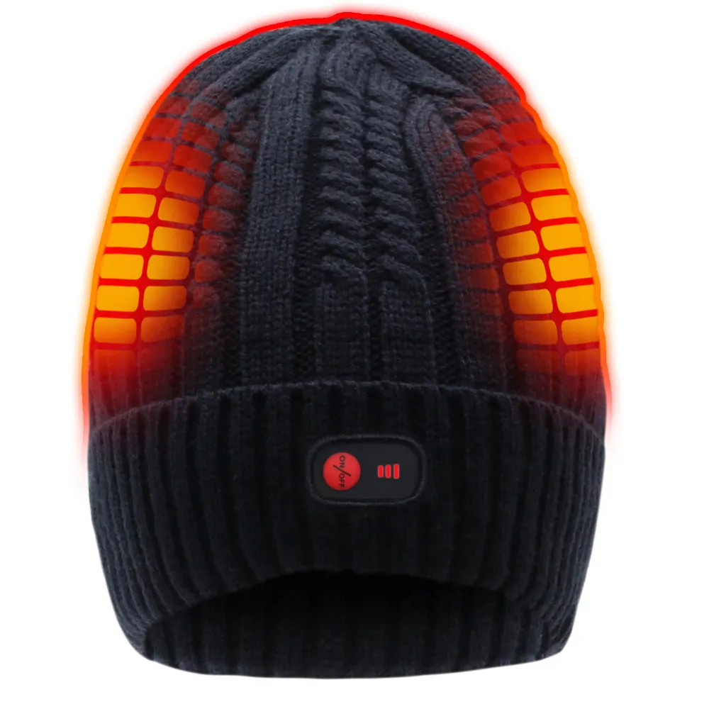 Moda- Chapéu preto aquecido de inverno para homem e mulher térmico quente_voghion.com