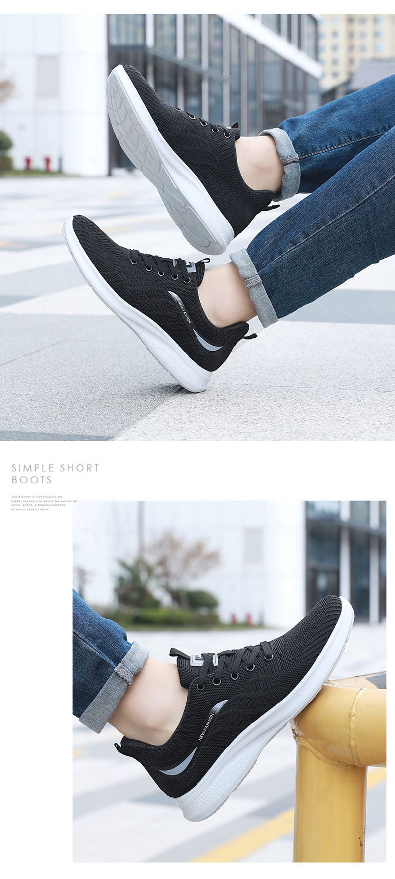 Scarpe da corsa casual versatili da uomo, estive, nuove, con suola spessa, in mesh traspirante, intrecciate, con motivo a mosca, marea_voghion.com