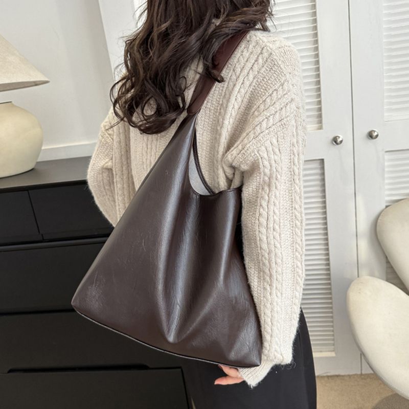 Weiche PU-Lederqualität Unterarmtasche Vintage Umhängetasche Pendler Grosse Handtasche Damen Vielseitige Tragetasche_voghion.com