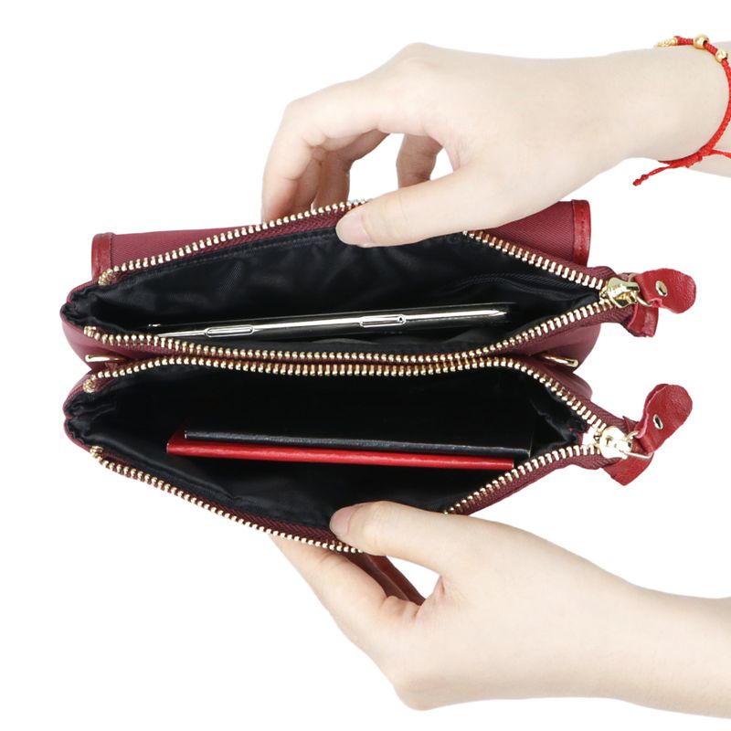 URBAN MASTER Double-layer Zipper Mini Messenger Bags, Waterproof Simple Flap Phone Bag, Casual Shoulder Purse For Women_voghion.com