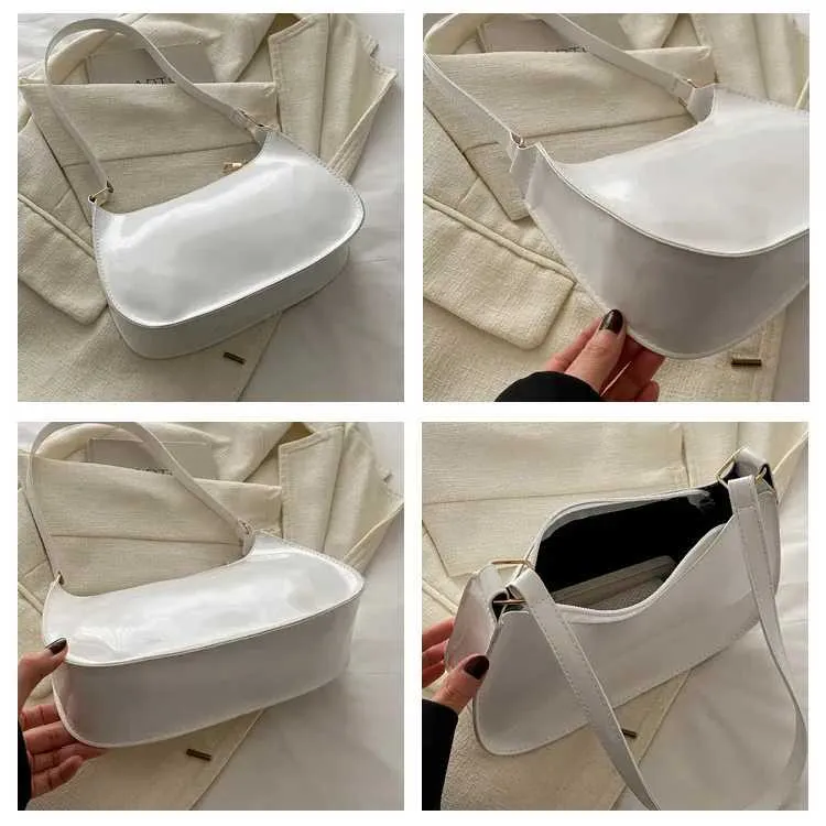 Designer Tasche Vintage weinrot Lackleder glänzend Gerie 2024 neu minimalistisch Damen Reißverschluss Umhängetasche elegant lässig_voghion.com