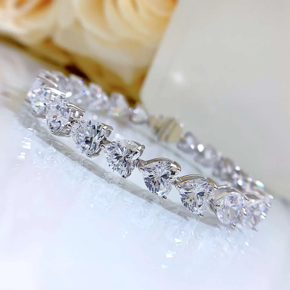Smykker S Sterling Sier Full Diamond Heart Armbånd Mote Ins Stil_voghion.com
