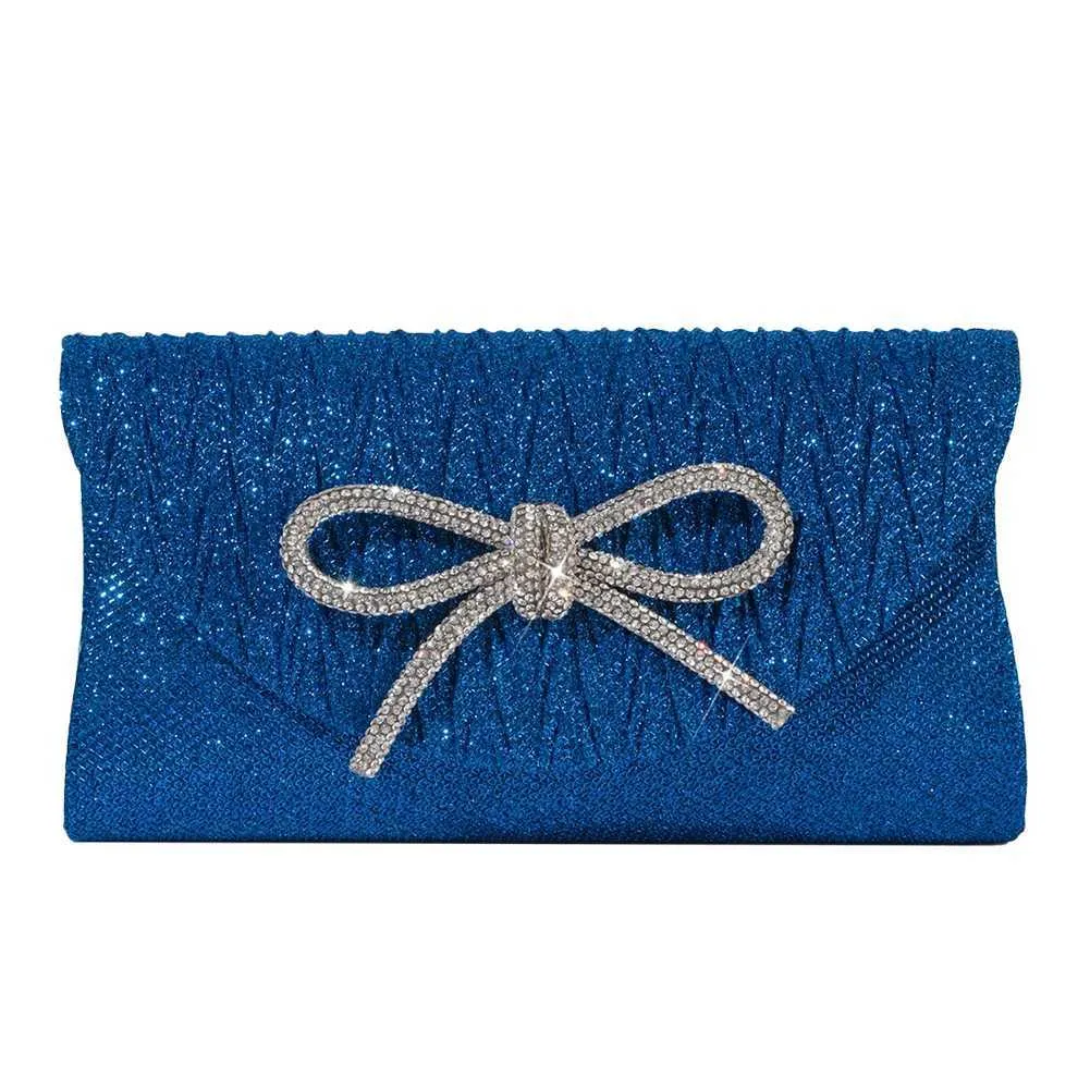 Elegante pochette con fiocco in cristallo scintillante da donna, con busta, per cena, sera, matrimonio, festa, ballo, portafoglio Y241019_voghion.com