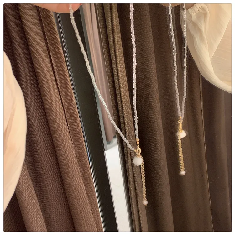 Colliers pendentifs Kawaii Cristal Fleur Bourgeon Collier de perles Doux et mignon Chaîne de clavicule sauvage Tempérament simple_voghion.com
