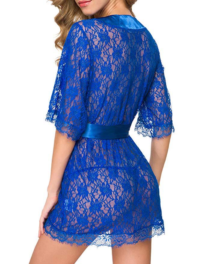Lingerie Sexy Women's Lace Hollow Out Nightgown Fun Set_voghion.com