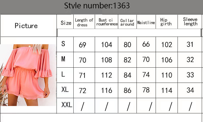 Kurzärmliger, lockerer, einfarbiger Chiffon-Overall für Damen_voghion.com