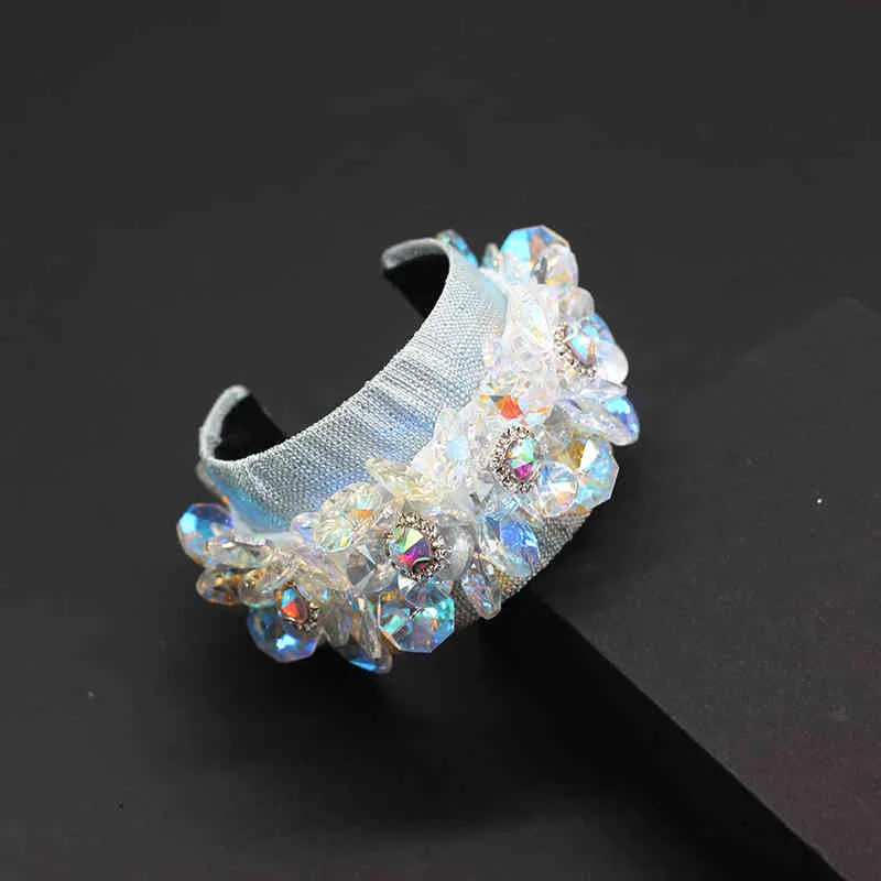 Crystal Rhinestone Cuff Bracelet Geometric Woven Ladies Jewelry_voghion.com