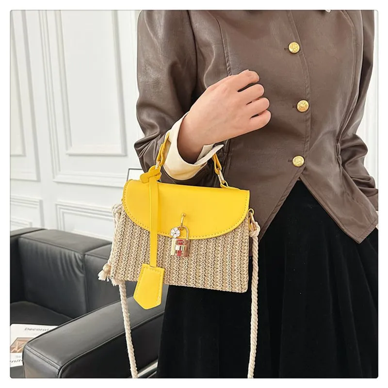 Borsa a tracolla singola in tessuto con trama premium quadrata piccola, con spedizione gratuita, 2025, nuova moda per pendolari_voghion.com