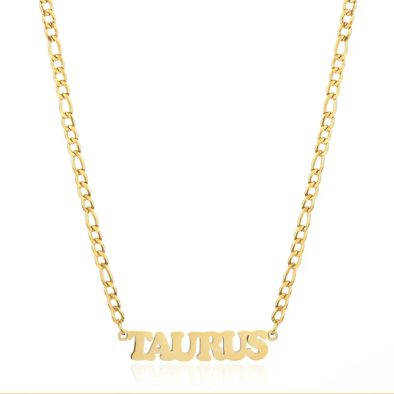 Collier pendentif en acier inoxydable Twee 12 constellations collier lettre ras du cou pour femmes hommes bijoux de cou usine_voghion.com