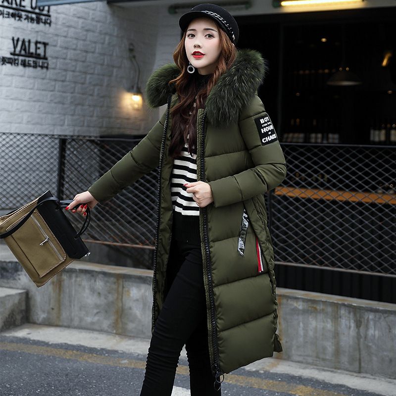 Women's Clothing New padded for women long styledown thickened over the knee fur collar cotton jacket soft winter coat_voghion.com