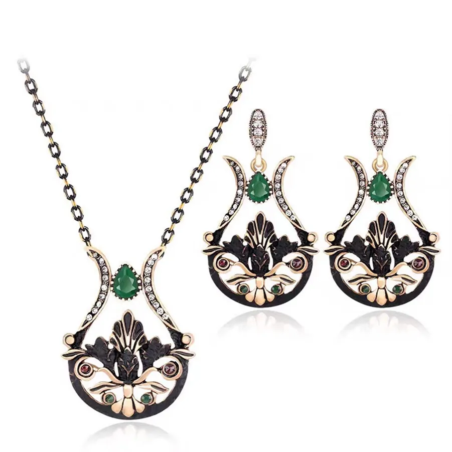 Collane con ciondolo 2023 Gioielli di moda coreana Catena lunga Cristallo Strass Vaso di fiori Collana Orecchini Set per le donne_voghion.com
