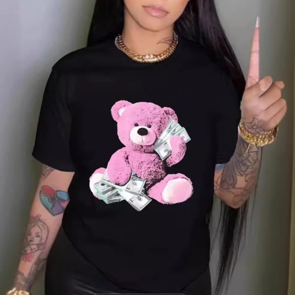 Women's spotted print round neck T-shirt Spring summer casual short-sleeved round neck top short-sleeved women's T-shirt