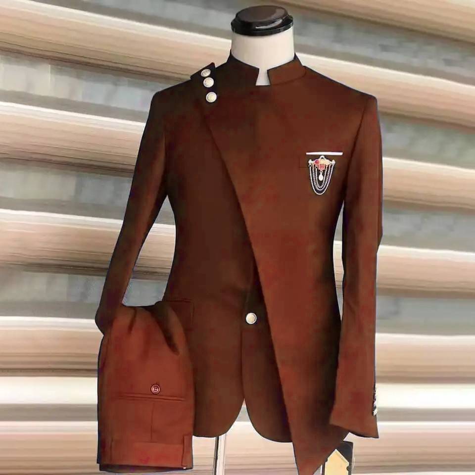 Men's Clothing Large Size Suit Two Piece Suit New Style Stand Collar Business Banquet Suit_voghion.com