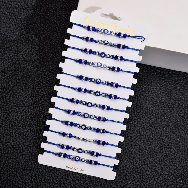 Braccialetti turchia malocchio blu moda regolabile perline di cristallo intrecciato corda braccialetto con ciondolo braccialetti per donne uomini_voghion.com