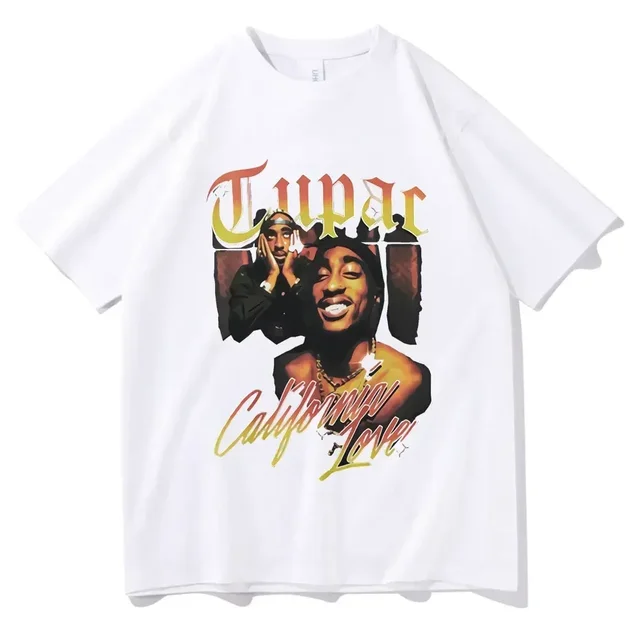 Hot Selling 2024 Summer Fashion T-shirt Rapper Tupac Tops Hip Hop Streetwear Oversized Short Sleeves Tee Men Women T Shirt_voghion.com