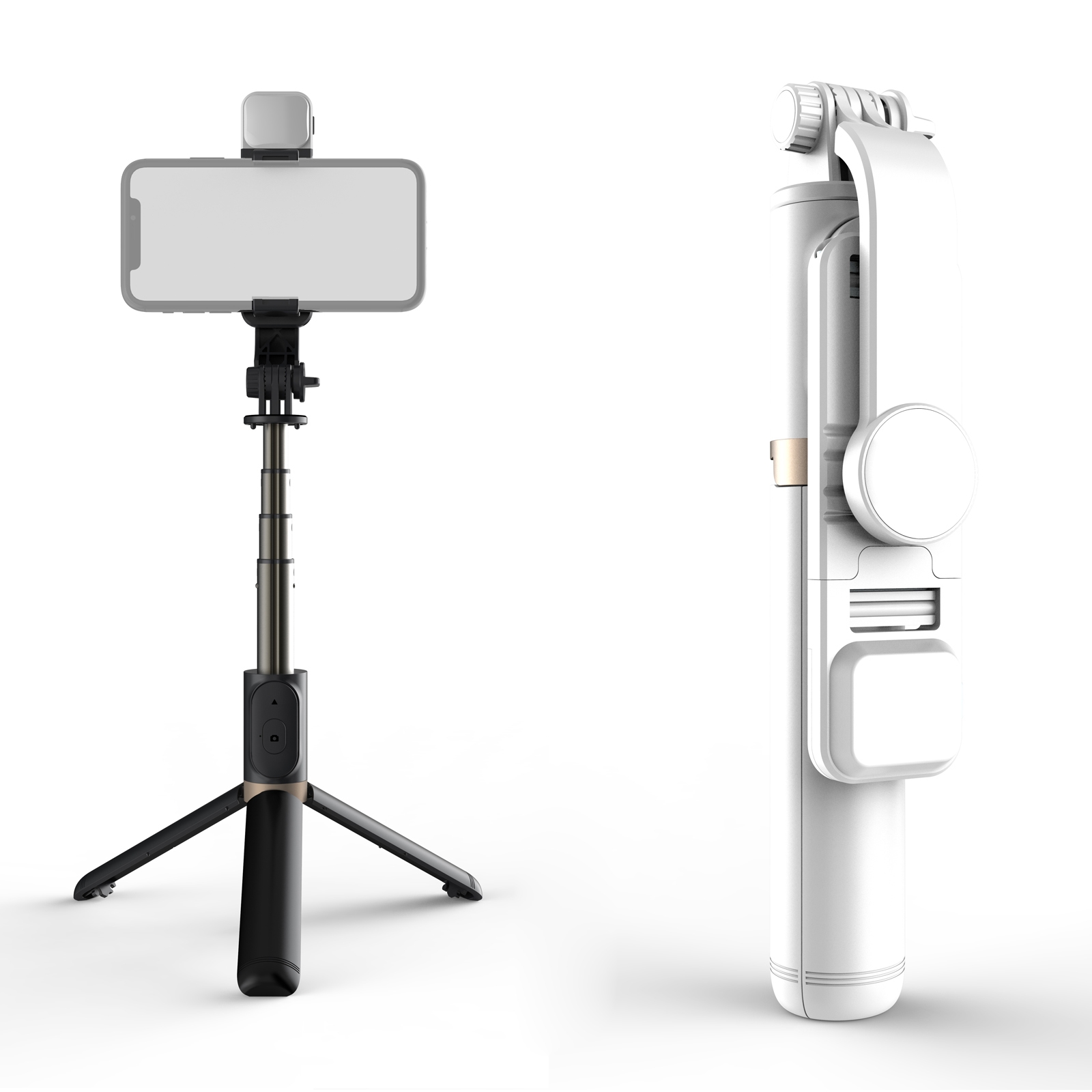 Q03S Fill Light Bluetooth Selfie Stick Tripod Mobile Phone Holder(White)_voghion.com