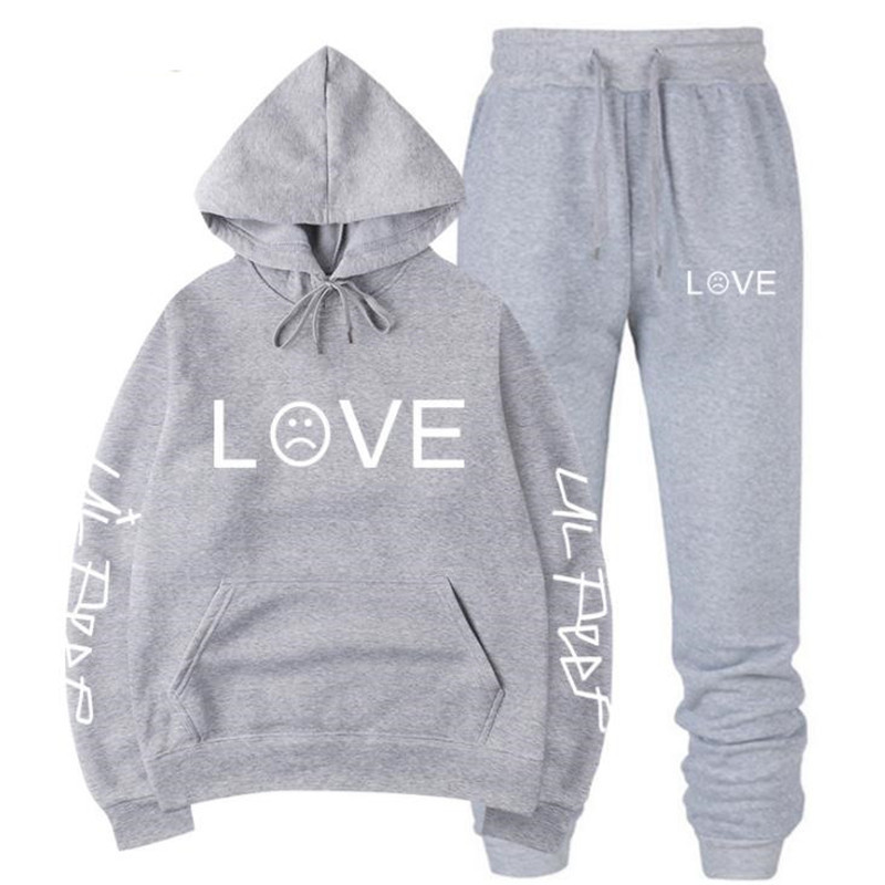 Conjunto de chándal con sudadera con capucha estilo lil peep_voghion.com