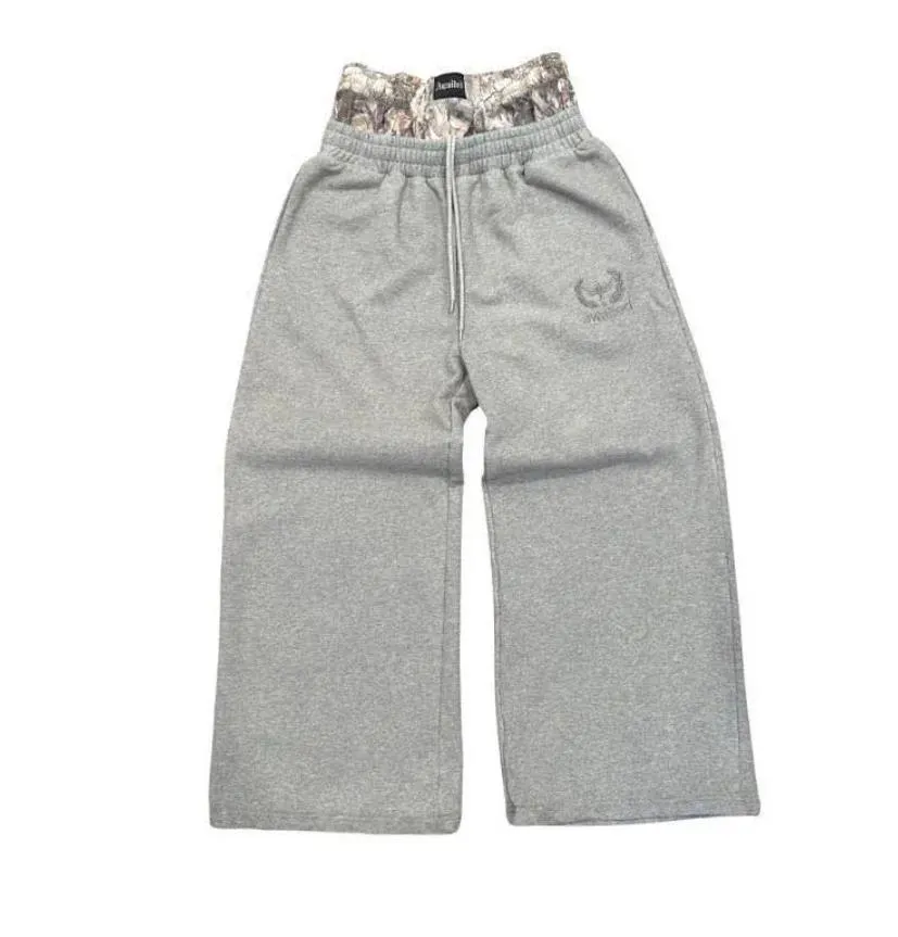 Meeste dressipükste disainerite tänavarõivaste laia säärega Meeste Retro kahe vöökohaga dressipüksid Tikitud kamuflaažimustriga trend_voghion.com