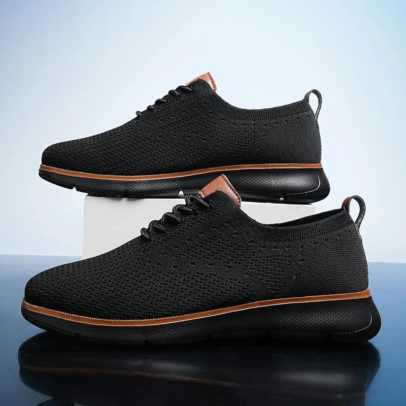 Herenschoenen in maat 39-48, casual Oxfords, gebreid, lichtgewicht en ademend, geschikt voor autorijden en woon-werkverkeer._voghion.com