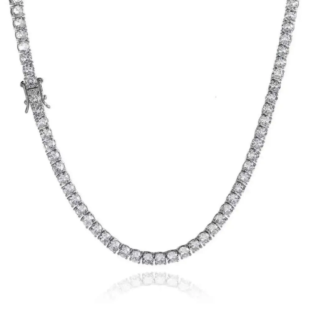 Collana con catena da tennis in moissanite da 3 mm, 4 mm, 5 mm, 6,5 mm, 15,2 cm, 18,3 cm, 20,3 cm, in argento sterling, moda donna_voghion.com