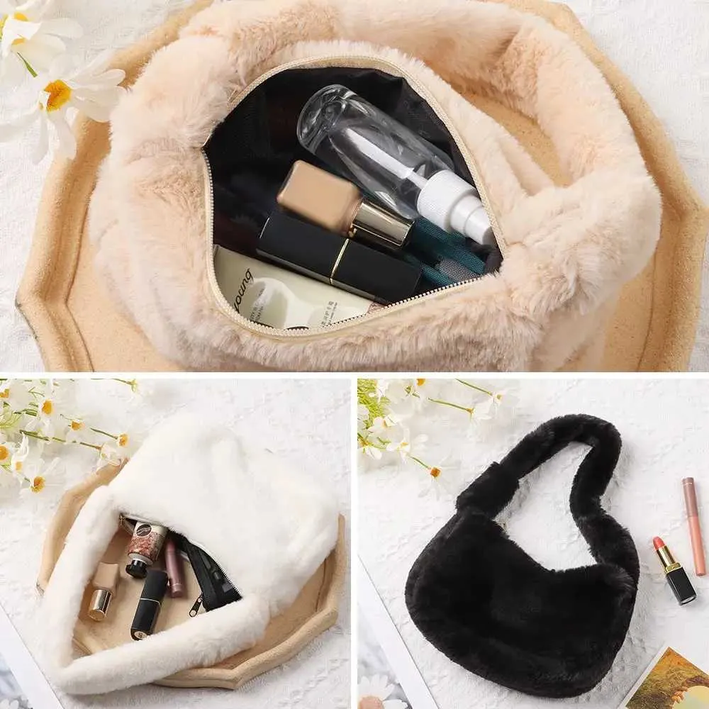 Fi Wen Mini Shoe Fem Borsa a mano in peluche invernale con fondo tinta unita, piccolo portafoglio Y241026_voghion.com