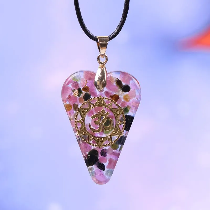 Pendant Necklaces Tourmaline Orgonite Necklace Crystal Heart Healing Crystals For Emf Protection Violet Flame Orgone_voghion.com