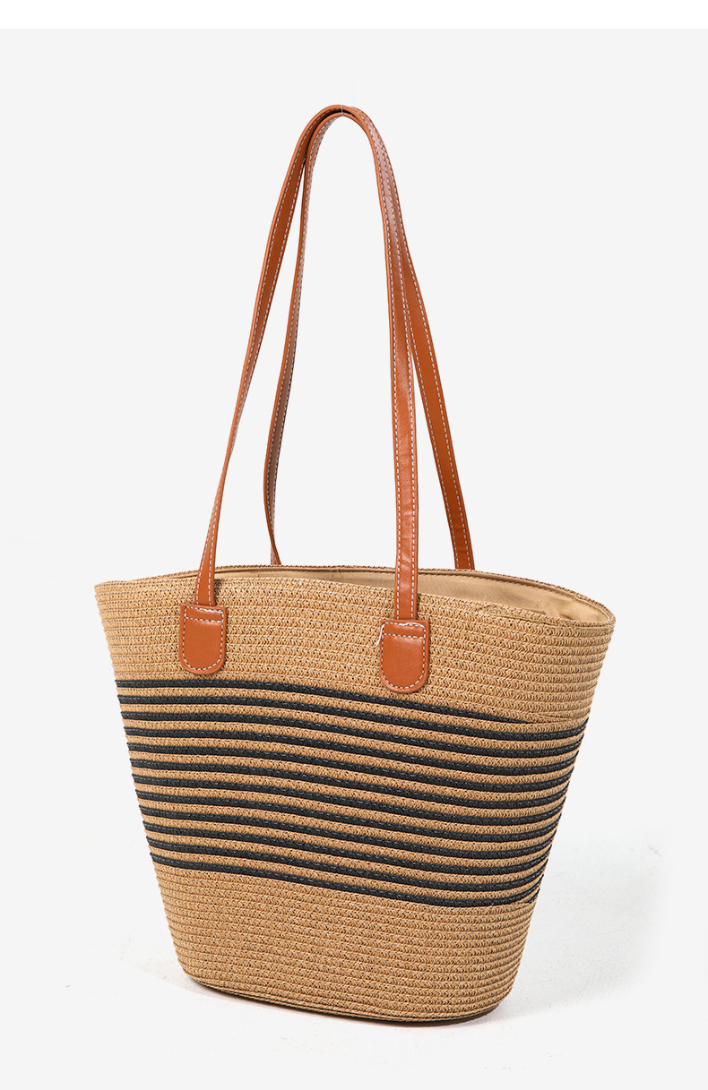 Produttori all'ingrosso a strisce spalla nuova grande capacità tote paglia intrecciata borsa da spiaggia vacanza al mare_voghion.com