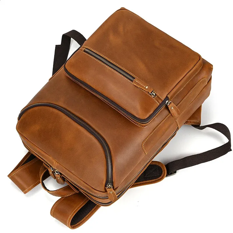 Mochila para portátil de 14" y 15,9" de piel auténtica para hombre, de piel de Caballo Loco, 240902_voghion.com