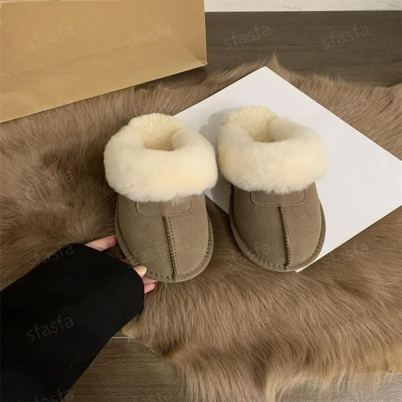 Designer Fuzzy Hausschuhe Schneestiefel Frauen Winter Outfit Warme flauschige Slipper Casual Knöchelstiefel Plüsch Dickes Fell Baumwolle_voghion.com
