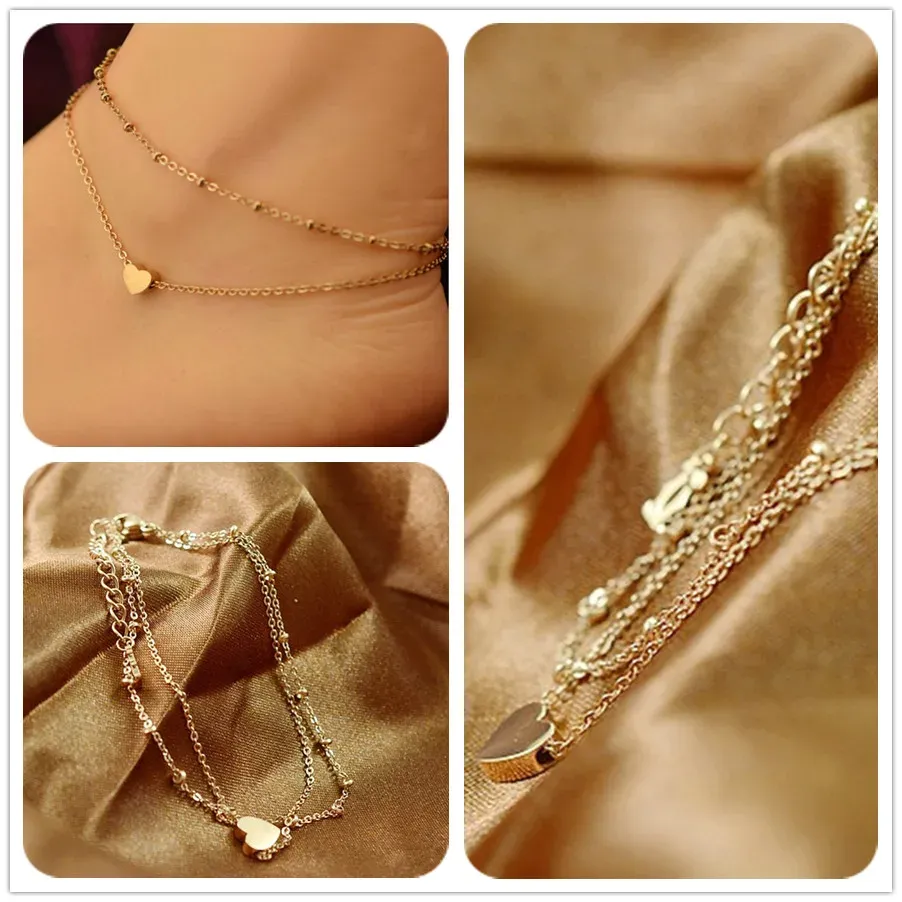 Simple Woman Anklets Casual/Sporty 14K Gold Chain Women Ankle Bracelet Jewelry_voghion.com
